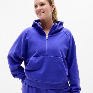 NWT Athleta Easy Forever Fleece 1/2 Zip Hoodie Medium Borealis Blue